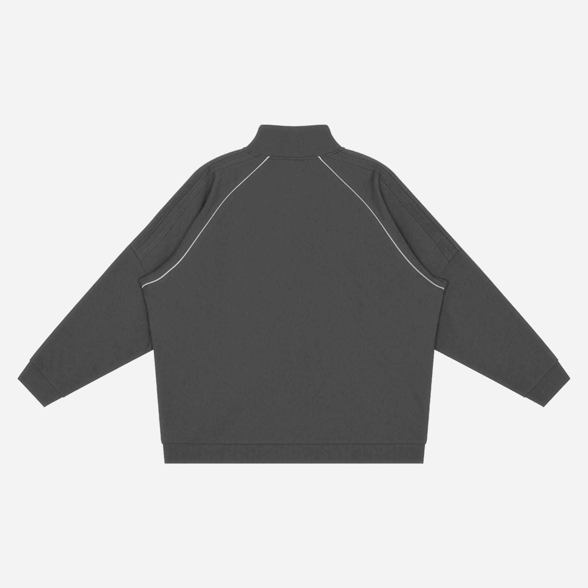 Dark gray zip-up jacket on a white background